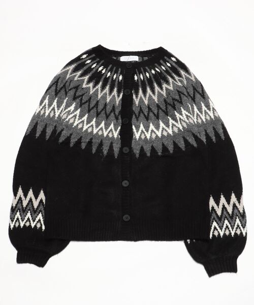 EDIT Gris（エディットグリ）の「求心柄ニットカーディガン（ニット/セーター・レディース・ブラック/レッド/アイボリー・FREE）」の13枚目の写真