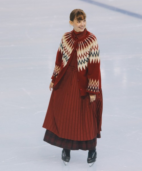 EDIT Gris（エディットグリ）の「求心柄ニットカーディガン（ニット/セーター・レディース・ブラック/レッド/アイボリー・FREE）」の7枚目の写真