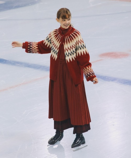 EDIT Gris（エディットグリ）の「求心柄ニットカーディガン（ニット/セーター・レディース・ブラック/レッド/アイボリー・FREE）」の8枚目の写真