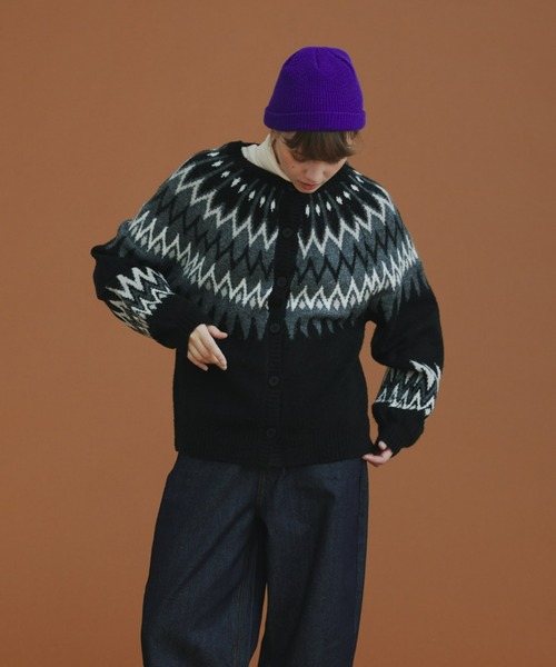 EDIT Gris（エディットグリ）の「求心柄ニットカーディガン（ニット/セーター・レディース・ブラック/レッド/アイボリー・FREE）」の10枚目の写真