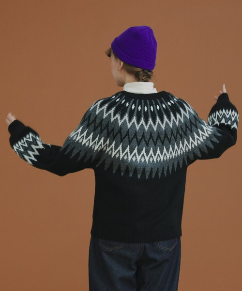 EDIT Gris（エディットグリ）の「求心柄ニットカーディガン（ニット/セーター・レディース・ブラック/レッド/アイボリー・FREE）」の11枚目の写真