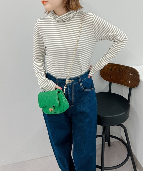 un dix cors（アンディコール）の「機能に優れた　あったかボーダータートルネック（Tシャツ/カットソー・レディース・グレー/アイボリー・FREE）」の16枚目の写真