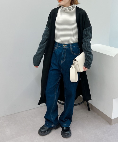 un dix cors（アンディコール）の「機能に優れた　あったかボーダータートルネック（Tシャツ/カットソー・レディース・グレー/アイボリー・FREE）」の21枚目の写真