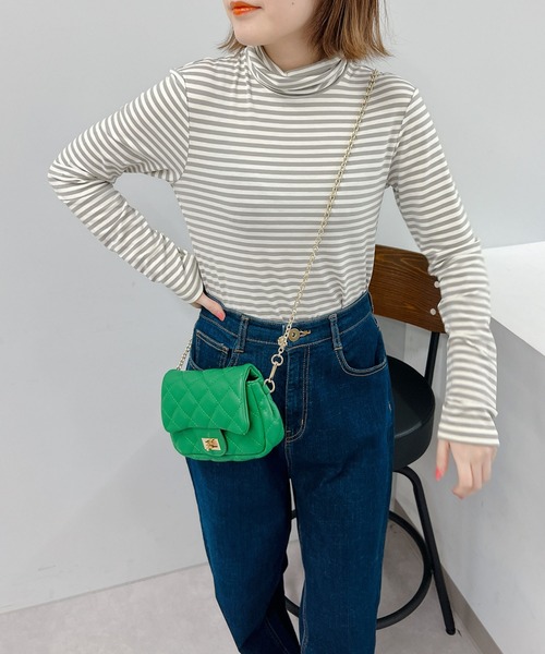 un dix cors（アンディコール）の「機能に優れた　あったかボーダータートルネック（Tシャツ/カットソー・レディース・グレー/アイボリー・FREE）」の5枚目の写真