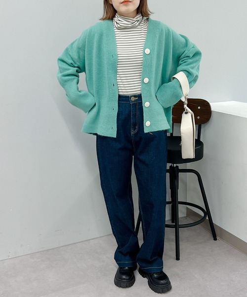 un dix cors（アンディコール）の「機能に優れた　あったかボーダータートルネック（Tシャツ/カットソー・レディース・グレー/アイボリー・FREE）」の6枚目の写真