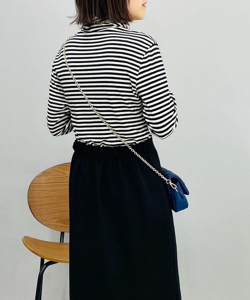 un dix cors（アンディコール）の「機能に優れた　あったかボーダータートルネック（Tシャツ/カットソー・レディース・グレー/アイボリー・FREE）」の9枚目の写真