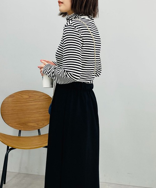 un dix cors（アンディコール）の「機能に優れた　あったかボーダータートルネック（Tシャツ/カットソー・レディース・グレー/アイボリー・FREE）」の8枚目の写真