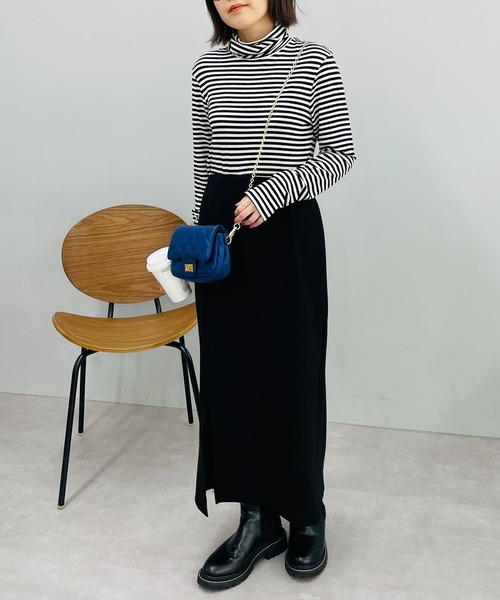 un dix cors（アンディコール）の「機能に優れた　あったかボーダータートルネック（Tシャツ/カットソー・レディース・グレー/アイボリー・FREE）」の10枚目の写真