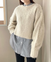 LOWRYS FARM | シャギークロップドプルオーバーロングスリーブ　180640(ニット/セーター)