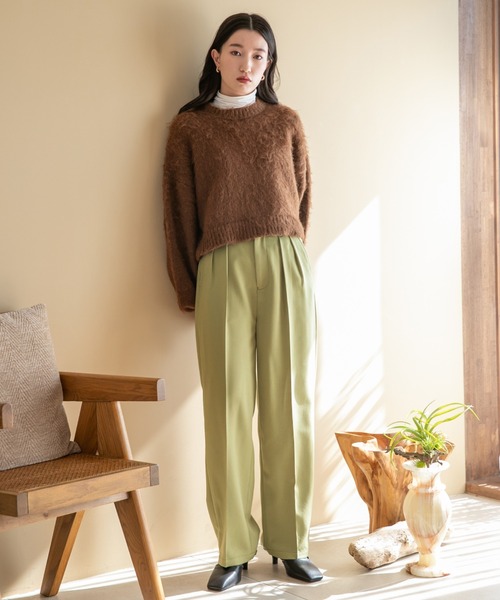 LOWRYS FARM(ローリーズファーム)の「シャギークロップドプルオーバーロングスリーブ 180640(ニット/セーター・レディース・ピンク/ブラウン/アイボリー・FREE)」の4枚目の写真