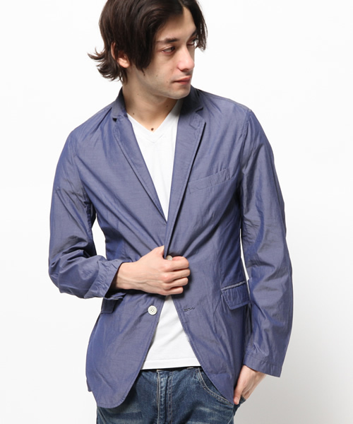 417 EDIFICE（フォーワンセブンエディフィス）の「◇タイプライターシャツジャケット（テーラードジャケット・メンズ・ブルー/ホワイト/ネイビー・MEDIUM/LARGE/SMALL）」の3枚目の写真