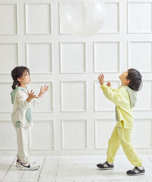 MAKE YOUR DAY（メイクユアデイ）の「異素材切替フーディー■80～140cm（パーカー・キッズ・イエロー/ライトグレー・100/120/130/140/80/90/110）」の15枚目の写真