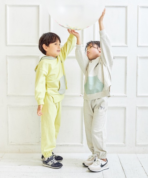 MAKE YOUR DAY（メイクユアデイ）の「異素材切替フーディー■80～140cm（パーカー・キッズ・イエロー/ライトグレー・100/120/130/140/80/90/110）」の12枚目の写真