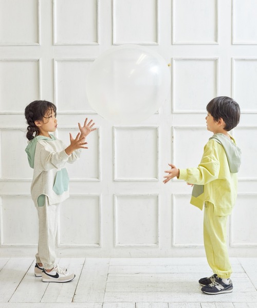 MAKE YOUR DAY（メイクユアデイ）の「異素材切替フーディー■80～140cm（パーカー・キッズ・イエロー/ライトグレー・100/120/130/140/80/90/110）」の14枚目の写真