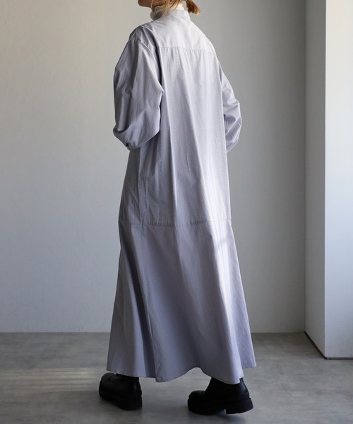 r.(アールドット)の「ストライプ マーメイドワンピース(シャツワンピース・レディース・グレー/ライトブルー/ネイビー/パープル/ラベンダー・FREE)」の6枚目の写真