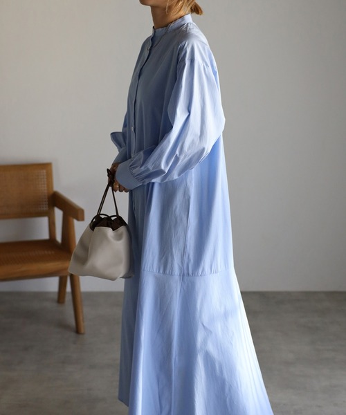 r.(アールドット)の「ストライプ マーメイドワンピース(シャツワンピース・レディース・グレー/ライトブルー/ネイビー/パープル/ラベンダー・FREE)」の18枚目の写真