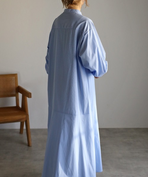 r.(アールドット)の「ストライプ マーメイドワンピース(シャツワンピース・レディース・グレー/ライトブルー/ネイビー/パープル/ラベンダー・FREE)」の19枚目の写真