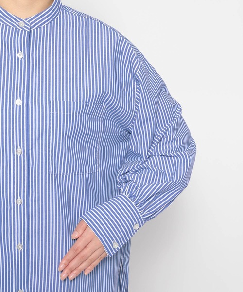 LOWRYS FARM（ローリーズファーム）の「ｅａｓｙケアストライプシャツロングスリーブ　173118（シャツ/ブラウス・レディース・ピンク/オレンジ/ブラック/ブルー・FREE）」の14枚目の写真