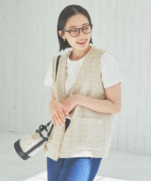 coen（コーエン）の「サマーツイードジレ（ベスト・レディース・ブラック/ベージュ・L/M）」の5枚目の写真