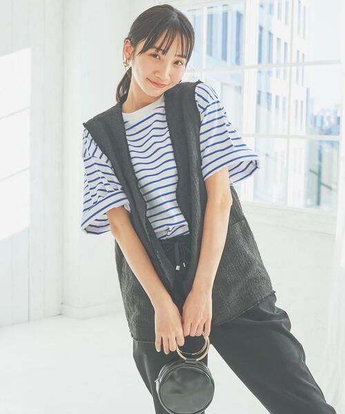 coen（コーエン）の「サマーツイードジレ（ベスト・レディース・ブラック/ベージュ・L/M）」の6枚目の写真