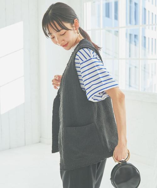 coen（コーエン）の「サマーツイードジレ（ベスト・レディース・ブラック/ベージュ・L/M）」の13枚目の写真