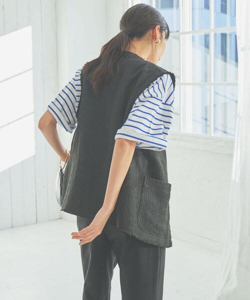 coen（コーエン）の「サマーツイードジレ（ベスト・レディース・ブラック/ベージュ・L/M）」の15枚目の写真