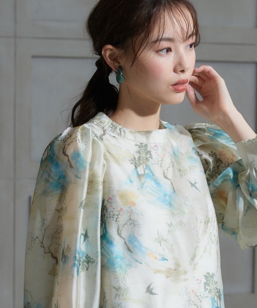 miclat（ミクラ）の「大きいサイズ　オーガンジーぼかし花柄ブラウス　miclat（シャツ/ブラウス・レディース・グリーン系/ピンク系・L/LL/3L/4L/5L）」の19枚目の写真