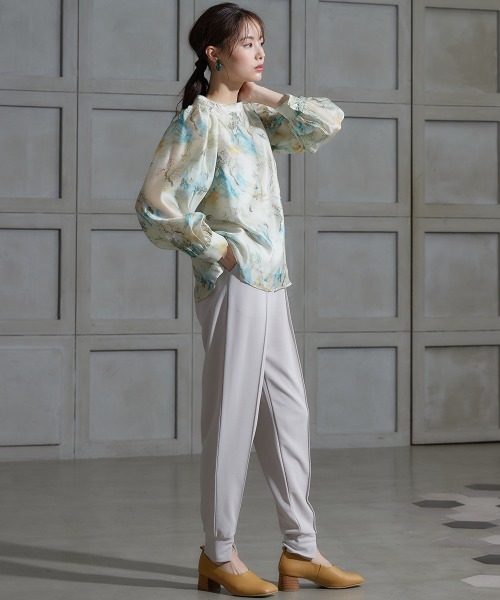 miclat（ミクラ）の「大きいサイズ　オーガンジーぼかし花柄ブラウス　miclat（シャツ/ブラウス・レディース・グリーン系/ピンク系・L/LL/3L/4L/5L）」の10枚目の写真