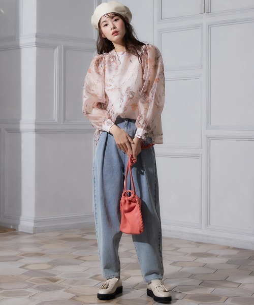 miclat（ミクラ）の「大きいサイズ　オーガンジーぼかし花柄ブラウス　miclat（シャツ/ブラウス・レディース・グリーン系/ピンク系・L/LL/3L/4L/5L）」の14枚目の写真