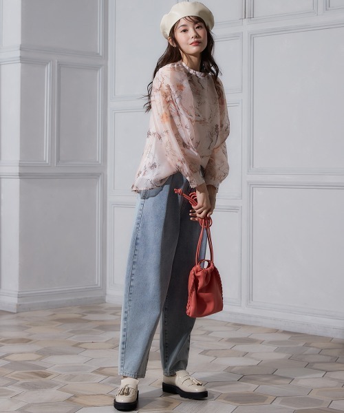 miclat（ミクラ）の「大きいサイズ　オーガンジーぼかし花柄ブラウス　miclat（シャツ/ブラウス・レディース・グリーン系/ピンク系・L/LL/3L/4L/5L）」の20枚目の写真