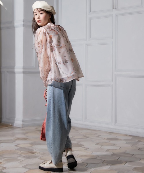 miclat（ミクラ）の「大きいサイズ　オーガンジーぼかし花柄ブラウス　miclat（シャツ/ブラウス・レディース・グリーン系/ピンク系・L/LL/3L/4L/5L）」の21枚目の写真