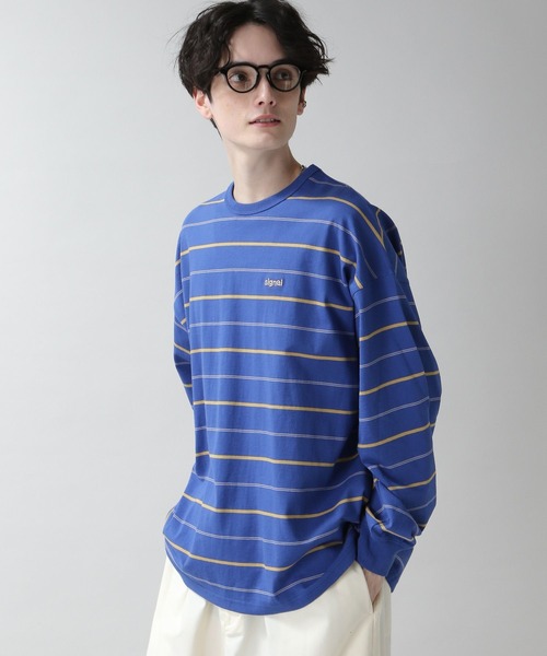 SIGNAL SPORTS(シグナルスポーツ)の「【SIGNAL SPORTS】ワンポイント刺繍/ボーダーロンT(Tシャツ/カットソー・メンズ・ブラック/ブルー/グリーン/ホワイト・SMALL/MEDIUM/LARGE)」の7枚目の写真