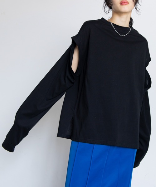 VACANCY(ヴァカンシー)の「2wayスリーブTシャツ(Tシャツ/カットソー・レディース・ホワイト/ライトグレー/グリーン/ブラック/ダークブルー・FREE)」の18枚目の写真