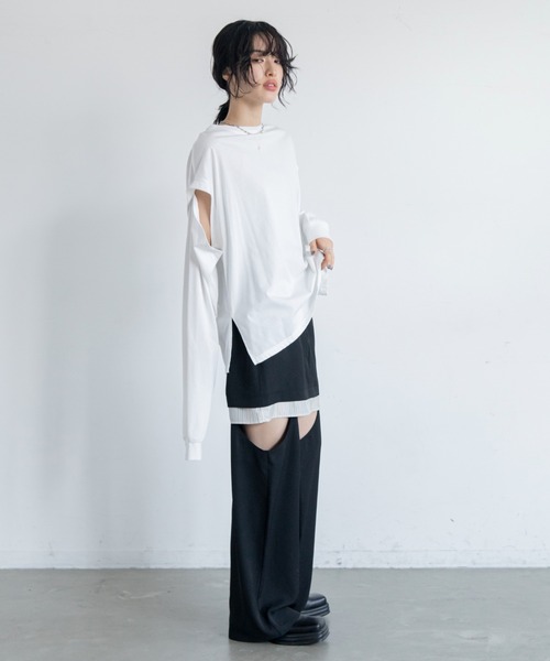 VACANCY(ヴァカンシー)の「2wayスリーブTシャツ(Tシャツ/カットソー・レディース・ホワイト/ライトグレー/グリーン/ブラック/ダークブルー・FREE)」の11枚目の写真