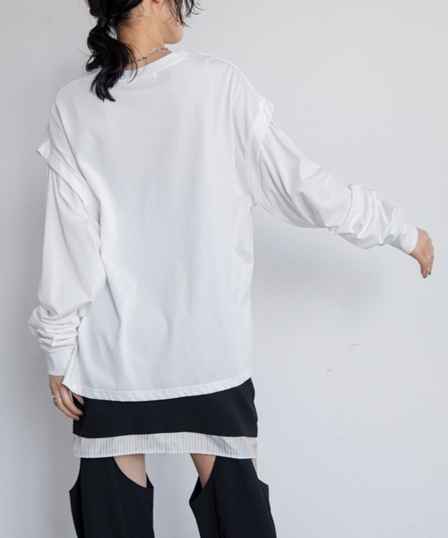 VACANCY(ヴァカンシー)の「2wayスリーブTシャツ(Tシャツ/カットソー・レディース・ホワイト/ライトグレー/グリーン/ブラック/ダークブルー・FREE)」の8枚目の写真