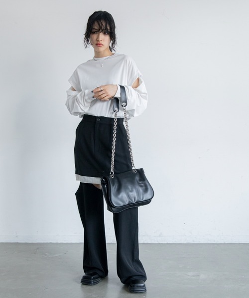 VACANCY(ヴァカンシー)の「2wayスリーブTシャツ(Tシャツ/カットソー・レディース・ホワイト/ライトグレー/グリーン/ブラック/ダークブルー・FREE)」の13枚目の写真