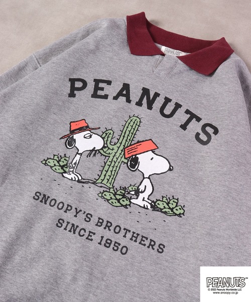 セール】PEANUTS スヌーピー 襟付き スウェット トレーナー 裏