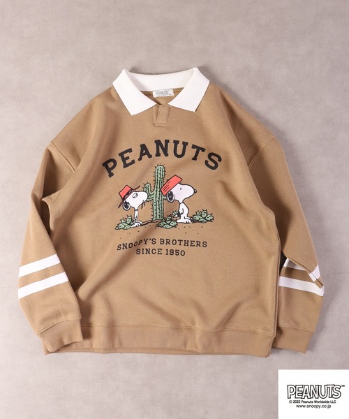 セール】PEANUTS スヌーピー 襟付き スウェット トレーナー 裏