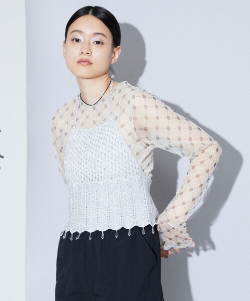 Firsthand(ファーストハンド)の「Firsthand/ファーストハンド グリッターニットビスチェ(ベスト・レディース・ブラック/シルバー・FREE)」の2枚目の写真