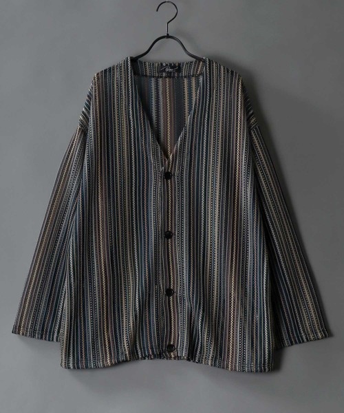 SITRY(シトリー)の「Openwork varfus knitting cardigan/透かし編み サマーニット バルファス カーディガン(カーディガン/ボレロ・メンズ・グレー系その他/ブルー系その他/イエロー系その他/ブラック/チャコールグレー/ネイビー・M/L)」の5枚目の写真