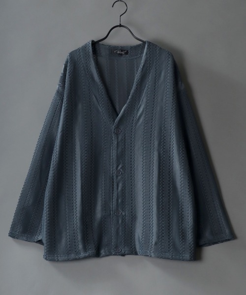 SITRY(シトリー)の「Openwork varfus knitting cardigan/透かし編み サマーニット バルファス カーディガン(カーディガン/ボレロ・メンズ・グレー系その他/ブルー系その他/イエロー系その他/ブラック/チャコールグレー/ネイビー・M/L)」の4枚目の写真