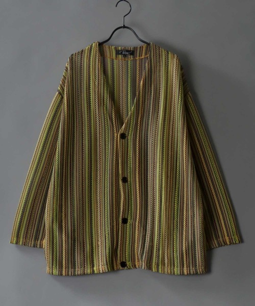 SITRY(シトリー)の「Openwork varfus knitting cardigan/透かし編み サマーニット バルファス カーディガン(カーディガン/ボレロ・メンズ・グレー系その他/ブルー系その他/イエロー系その他/ブラック/チャコールグレー/ネイビー・M/L)」の6枚目の写真