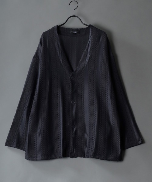 SITRY(シトリー)の「Openwork varfus knitting cardigan/透かし編み サマーニット バルファス カーディガン(カーディガン/ボレロ・メンズ・グレー系その他/ブルー系その他/イエロー系その他/ブラック/チャコールグレー/ネイビー・M/L)」の3枚目の写真