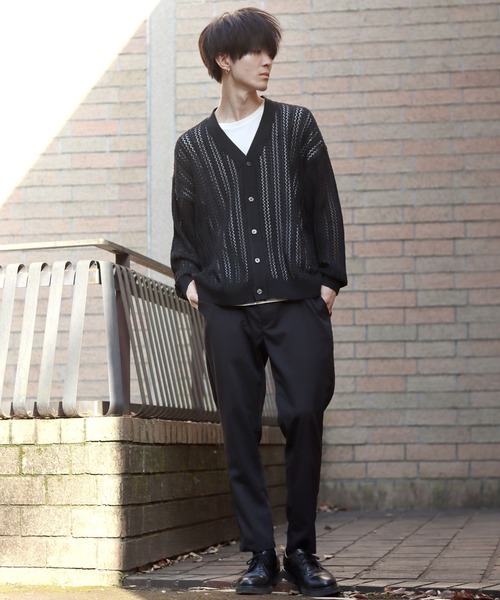 SITRY(シトリー)の「Openwork varfus knitting cardigan/透かし編み サマーニット バルファス カーディガン(カーディガン/ボレロ・メンズ・グレー系その他/ブルー系その他/イエロー系その他/ブラック/チャコールグレー/ネイビー・M/L)」の7枚目の写真