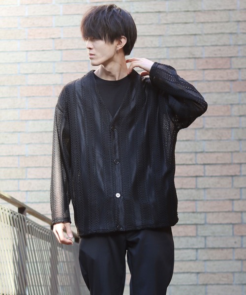 SITRY(シトリー)の「Openwork varfus knitting cardigan/透かし編み サマーニット バルファス カーディガン(カーディガン/ボレロ・メンズ・グレー系その他/ブルー系その他/イエロー系その他/ブラック/チャコールグレー/ネイビー・M/L)」の17枚目の写真