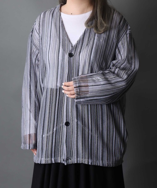 SITRY(シトリー)の「Openwork varfus knitting cardigan/透かし編み サマーニット バルファス カーディガン(カーディガン/ボレロ・メンズ・グレー系その他/ブルー系その他/イエロー系その他/ブラック/チャコールグレー/ネイビー・M/L)」の12枚目の写真