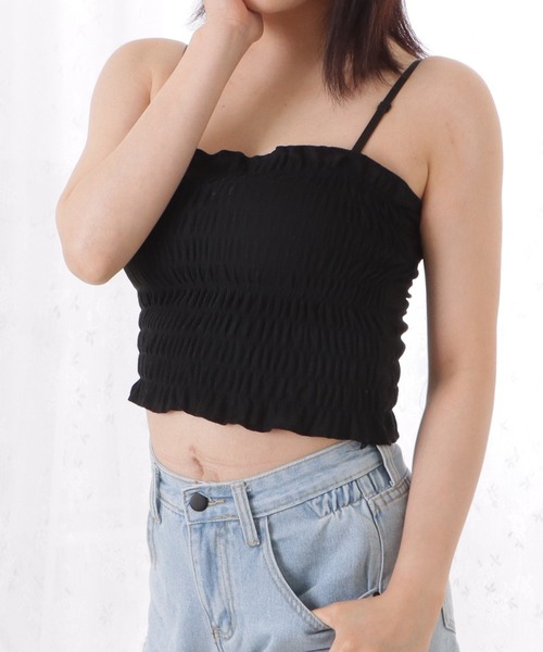 Lace Ladies(レースレディース)の「シャーリングカップインキャミソール(キャミソール・レディース・ホワイト/イエロー/グレー/ブラック・FREE)」の5枚目の写真