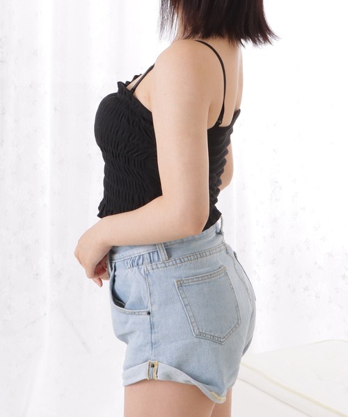 Lace Ladies(レースレディース)の「シャーリングカップインキャミソール(キャミソール・レディース・ホワイト/イエロー/グレー/ブラック・FREE)」の9枚目の写真