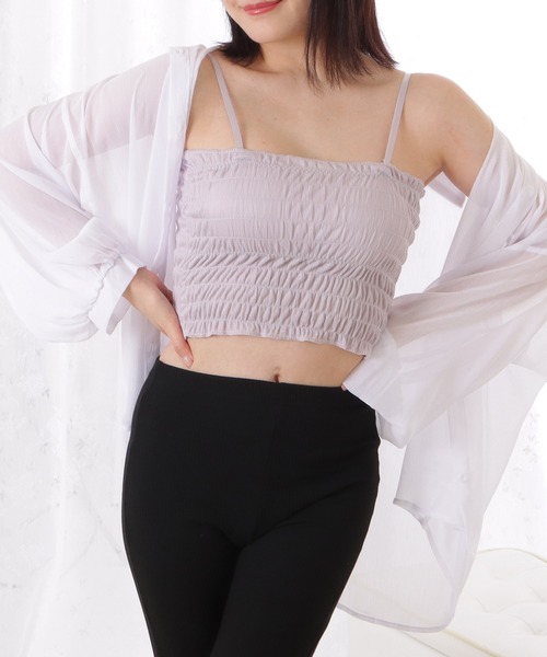 Lace Ladies(レースレディース)の「シャーリングカップインキャミソール(キャミソール・レディース・ホワイト/イエロー/グレー/ブラック・FREE)」の14枚目の写真