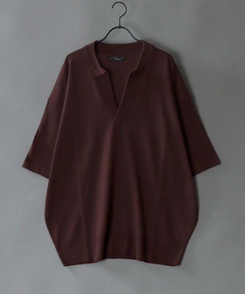 SITRY(シトリー)の「skipper knit big polo/スキッパー ニット ビッグ ポロシャツ(ポロシャツ・メンズ・ブラック/アイボリー/イエロー/ブラウン・M/L)」の4枚目の写真